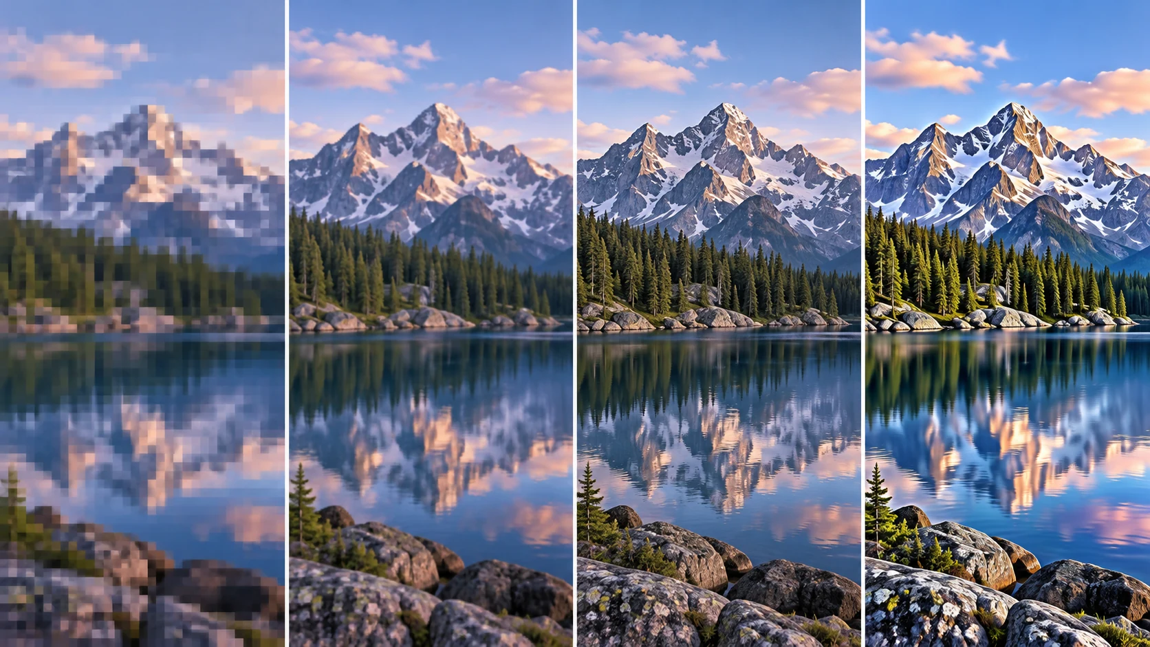 Сравнение этапов улучшения качества фотографии нейросетью